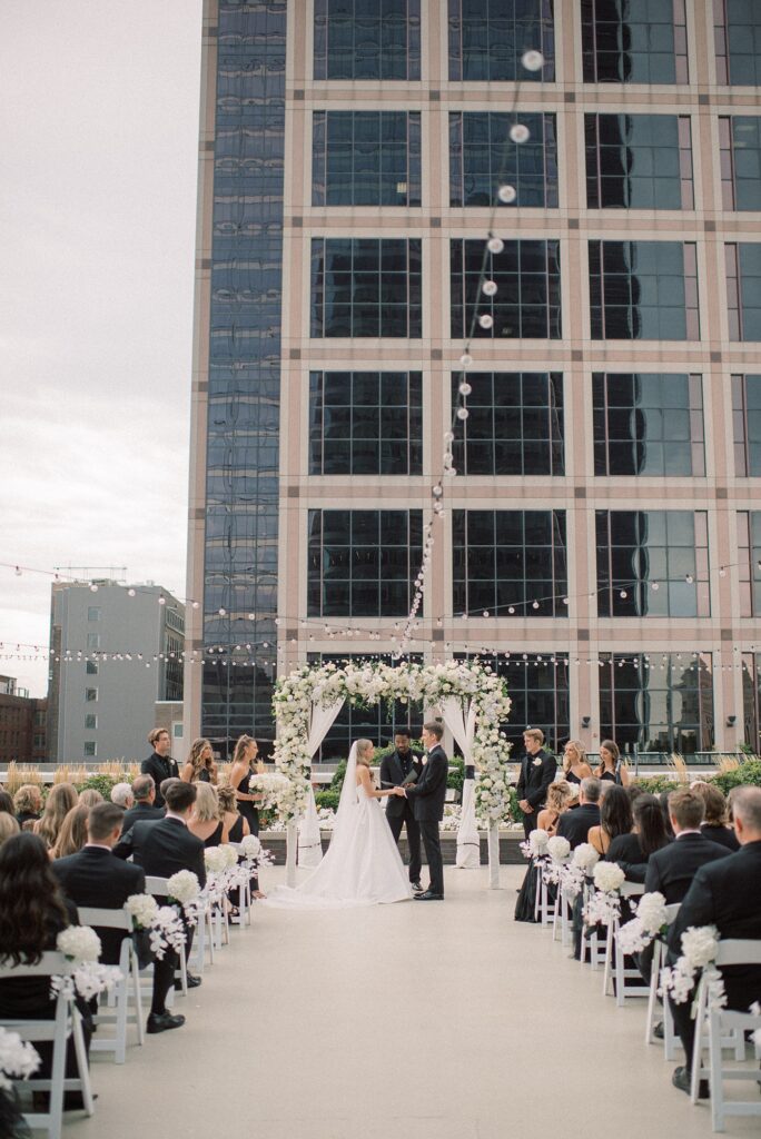 Black Tie Rooftop Wedding at Regions Tower in Downtown Indianapolis